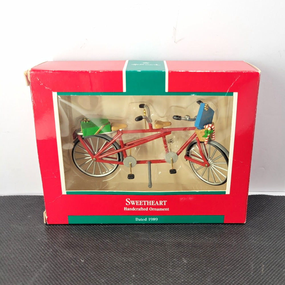 Vintage Hallmark Keepsake Sweetheart Handcrafted Bicycle Ornament 1989 w/ Box